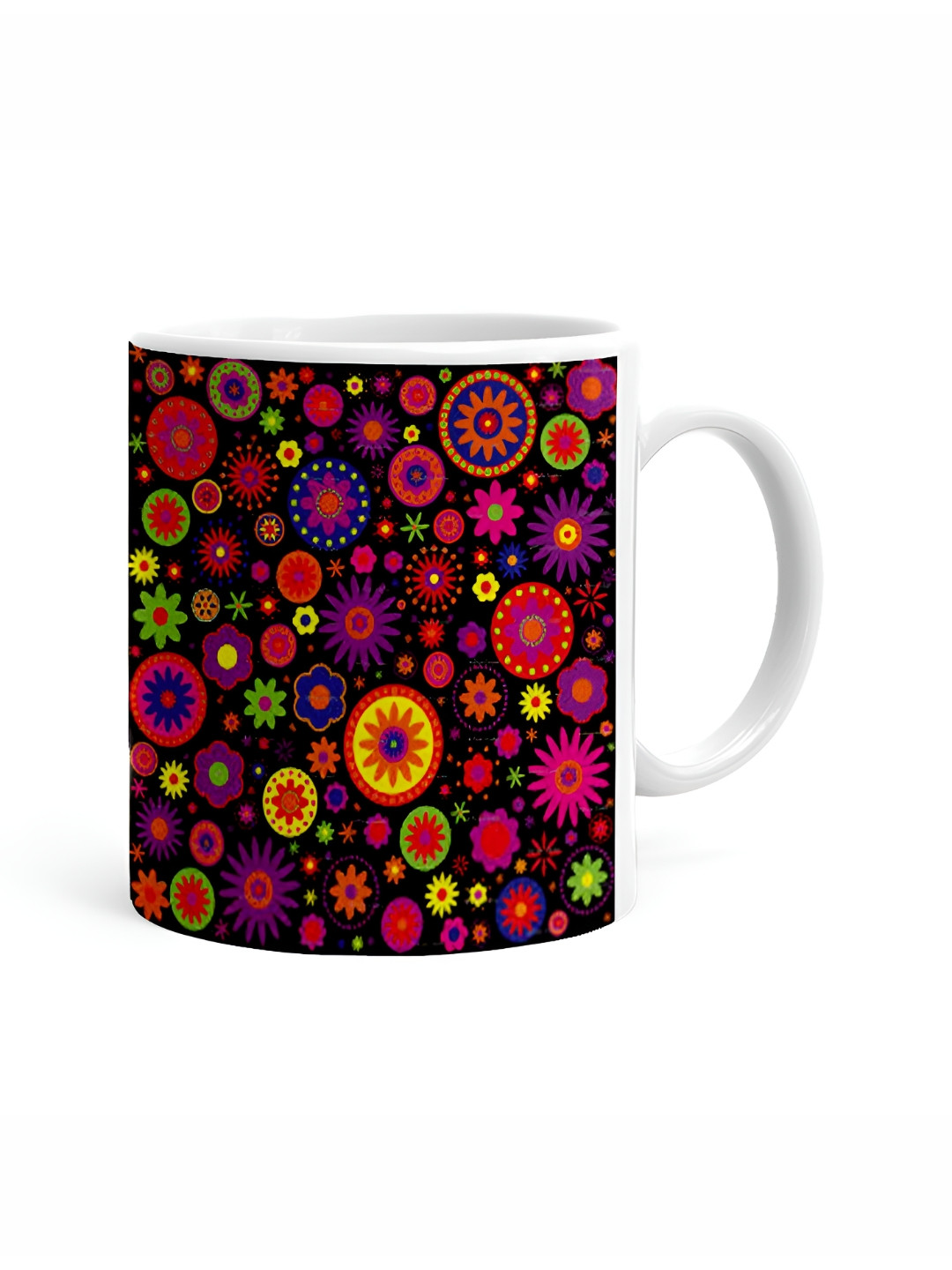Khakee Maaya White Ethnic Motifs Ceramic Microwave Safe Mug-325ml