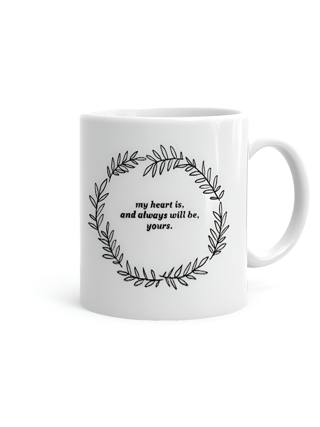 Khakee Leafy Lavender White Typography Ceramic Microwave Safe Mug-325ml