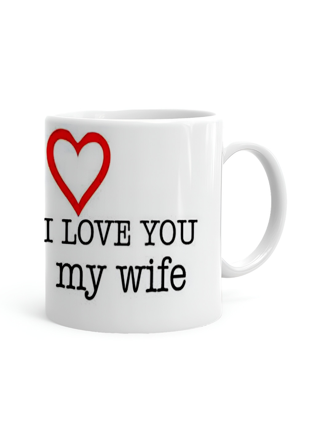 Khakee Ist Valentines Day I Love U White Typography Ceramic Microwave Safe 2 Piece Mugs-325ml