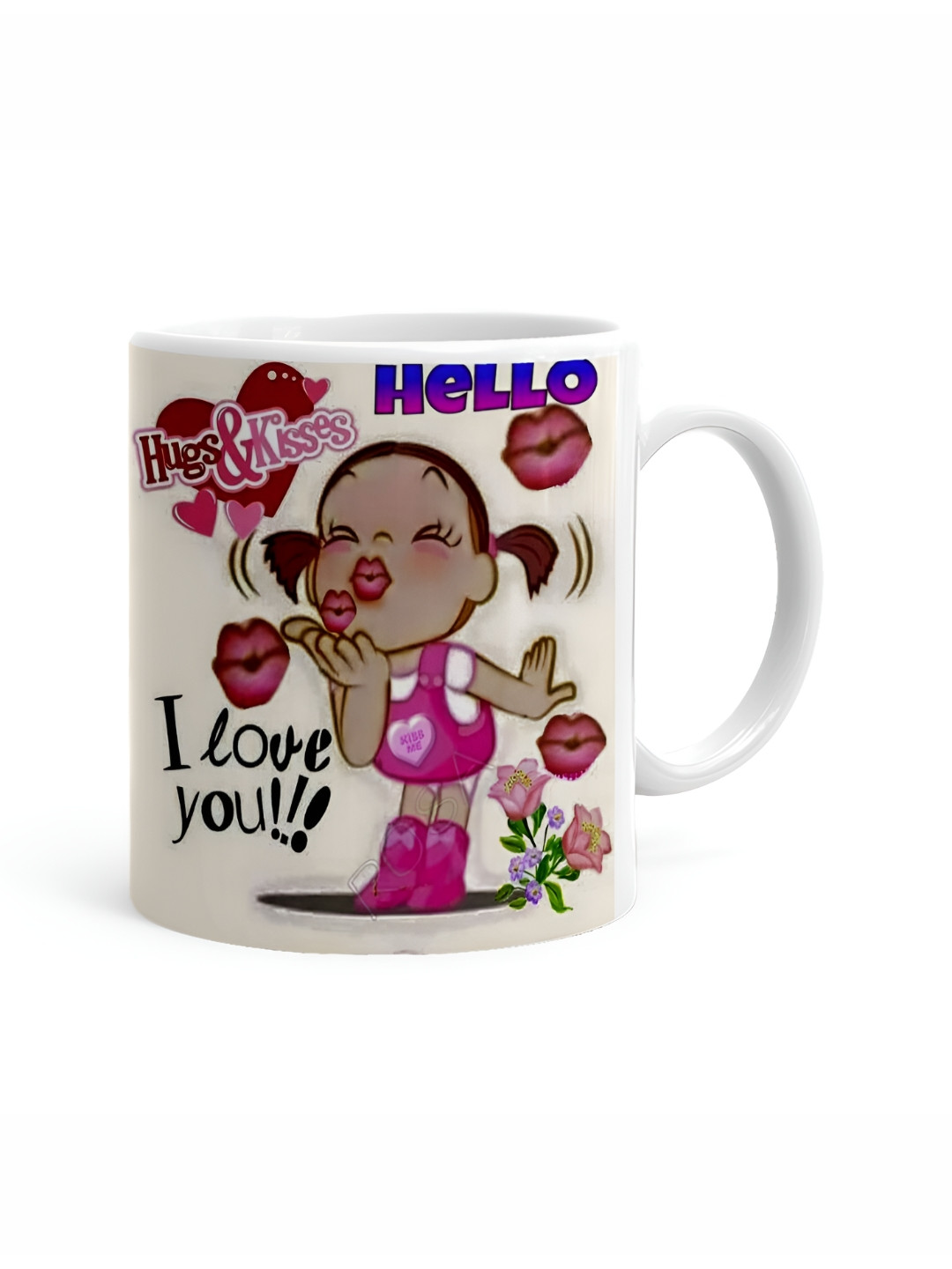Khakee Im in Love With You White Typography Ceramic Microwave Safe 2 Piece Mugs-325ml