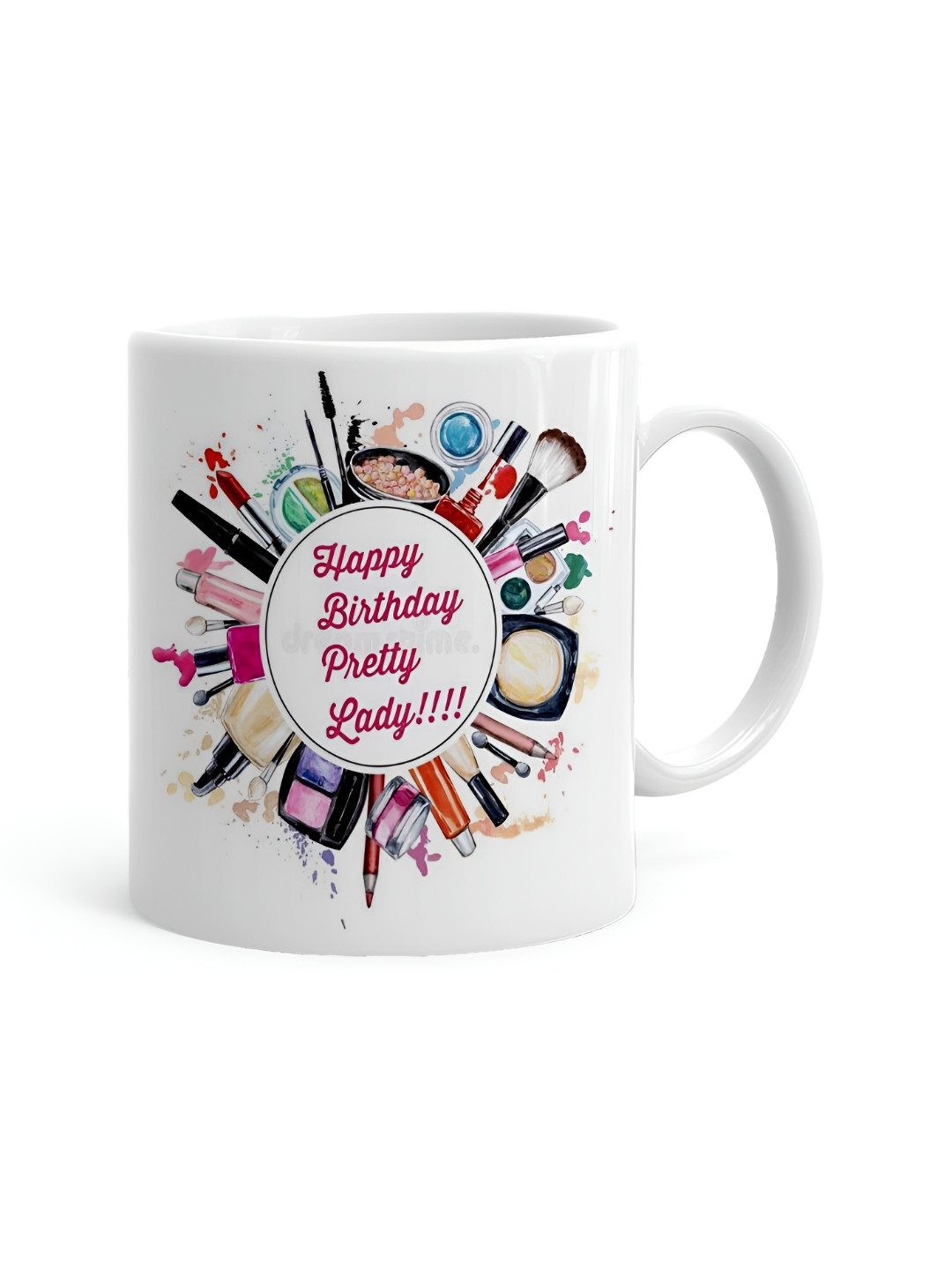 Khakee Alphabets With Fruits White Typography Ceramic Handmade Mug-325ml