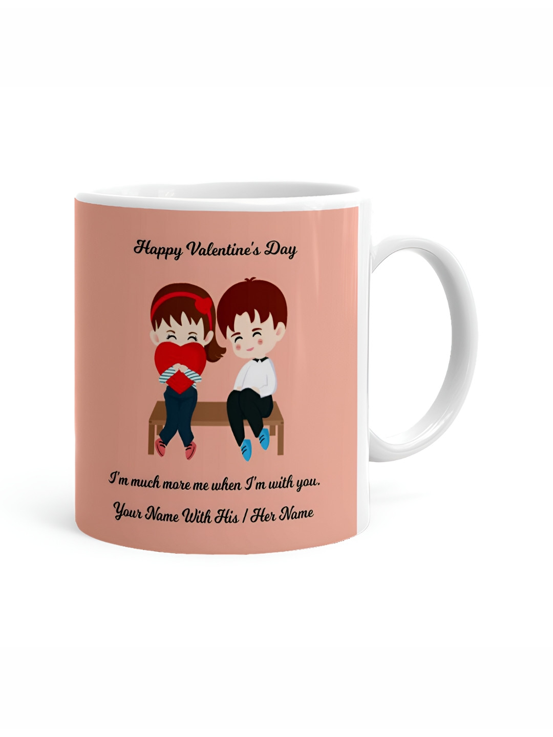 Khakee Beach Shores White Typography Ceramic Handmade Mug-325ml