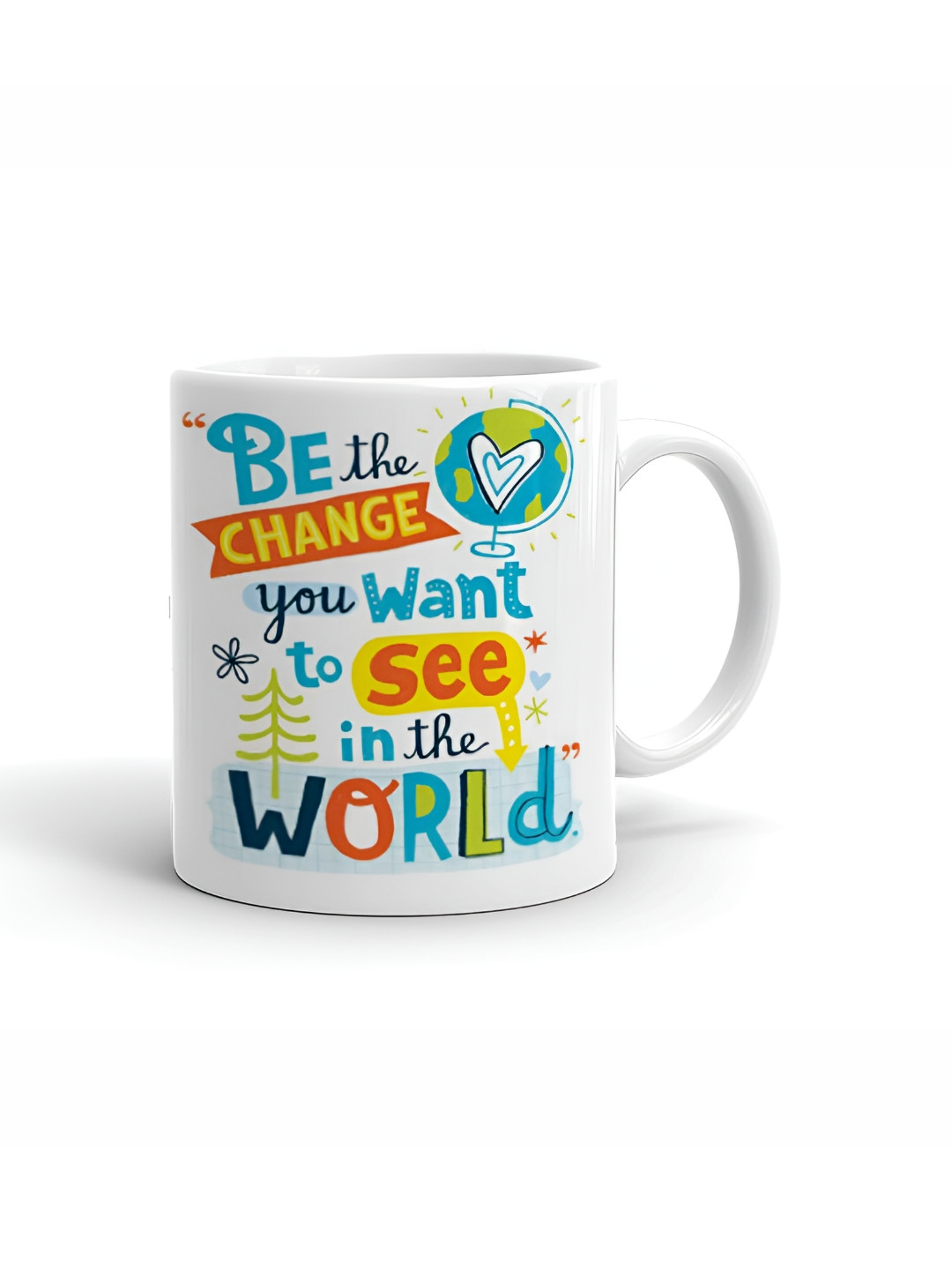 Khakee Smiley White Typography Ceramic Handmade Mug-325ml