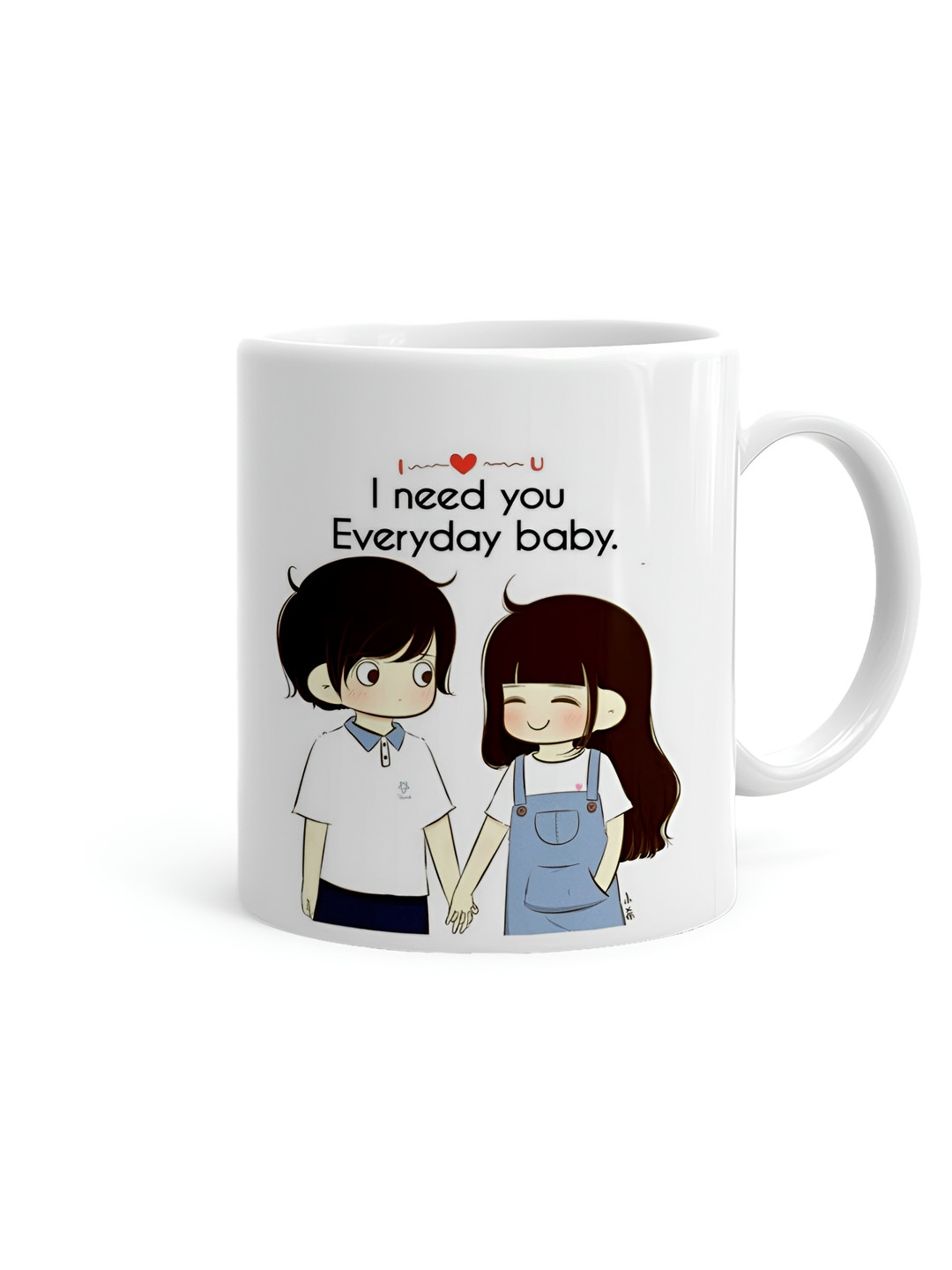 Khakee All I Need For A Perfect Day Is Your Smile I Love You White Typography Ceramic Microwave Safe Mug-325ml