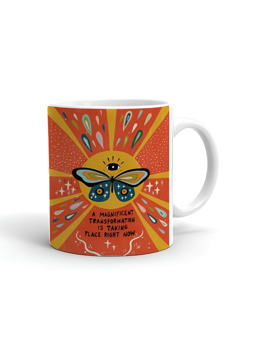 Khakee Torrent White Typography Ceramic Handmade Mug-325ml