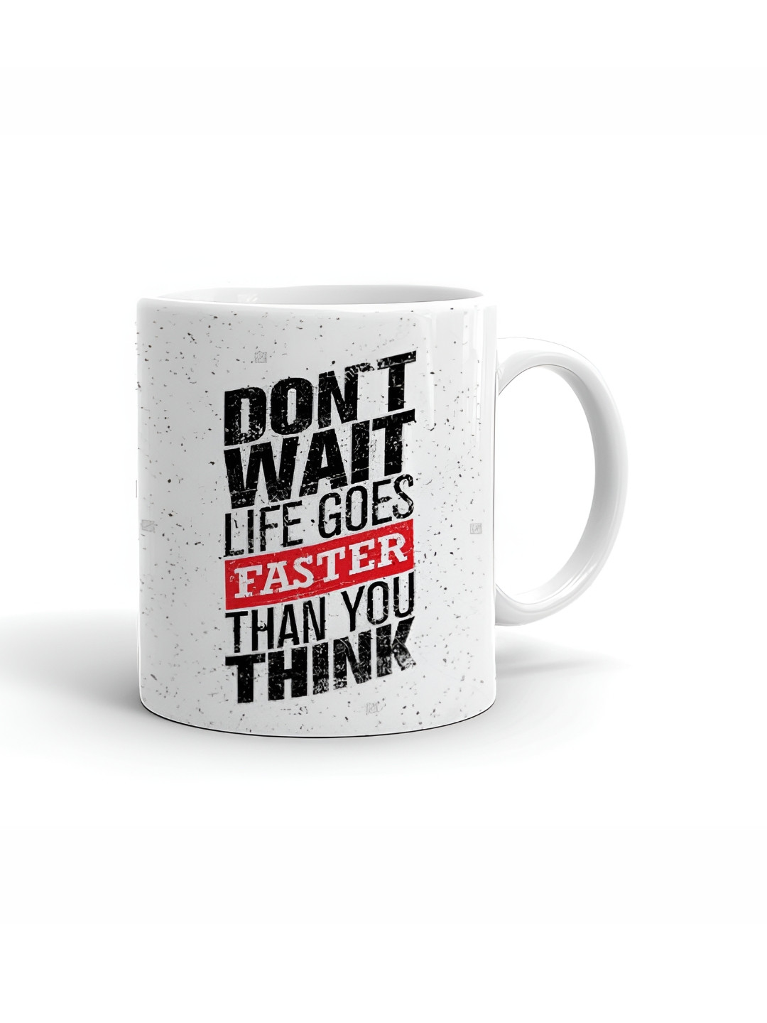 Khakee Stackable White Typography Ceramic Microwave Safe Mug-325ml
