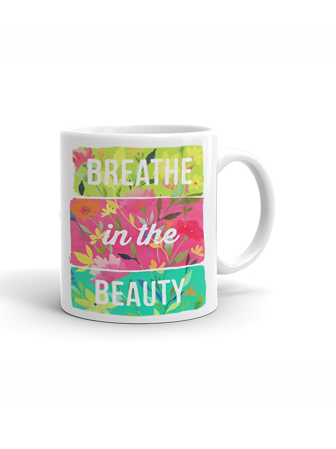 Khakee Tulip Charm White Typography Ceramic Handmade Mug-325ml