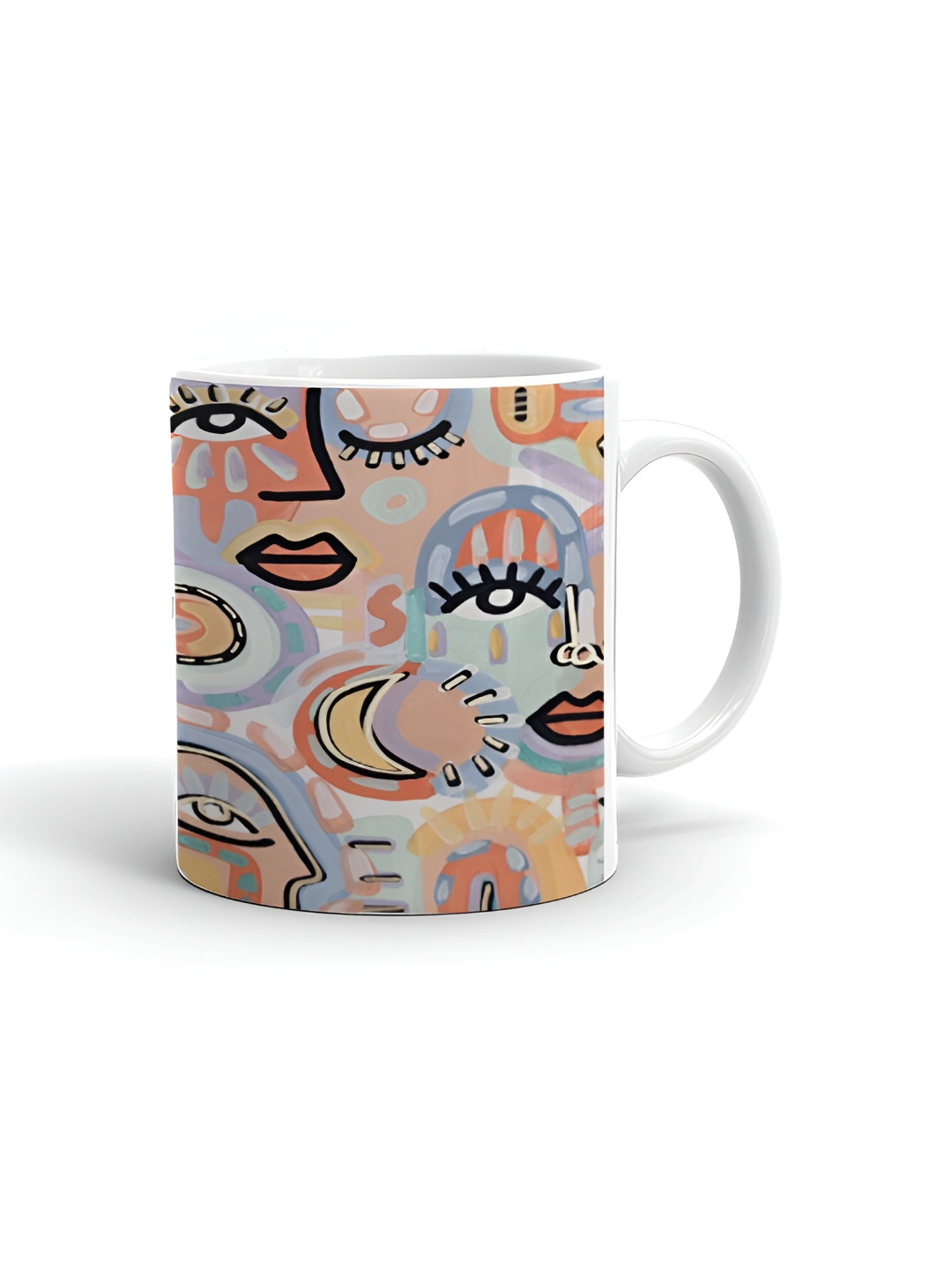 Khakee Love U Brother Now & Always White Abstract Ceramic Handmade Mug-325ml