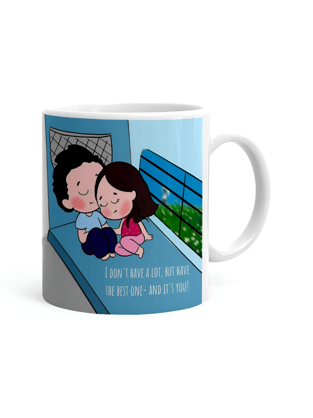 Khakee New Modern Design White Typography Ceramic Microwave Safe Mug-325ml