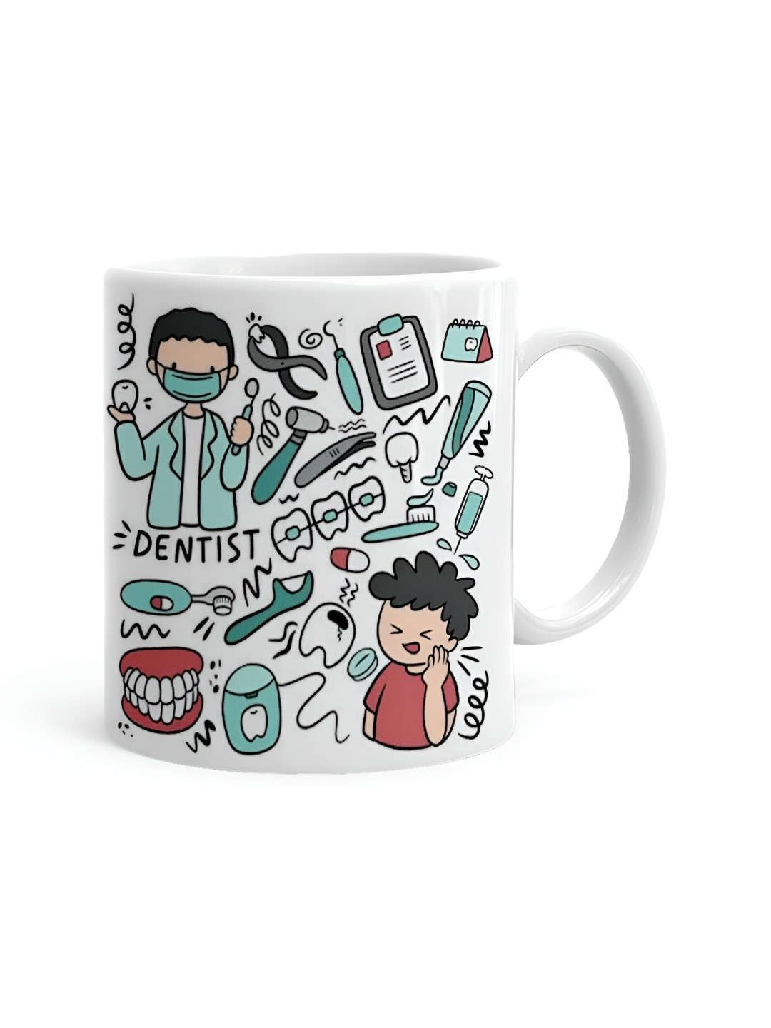 Khakee Disposable White Abstract Ceramic Handmade Mug-325ml