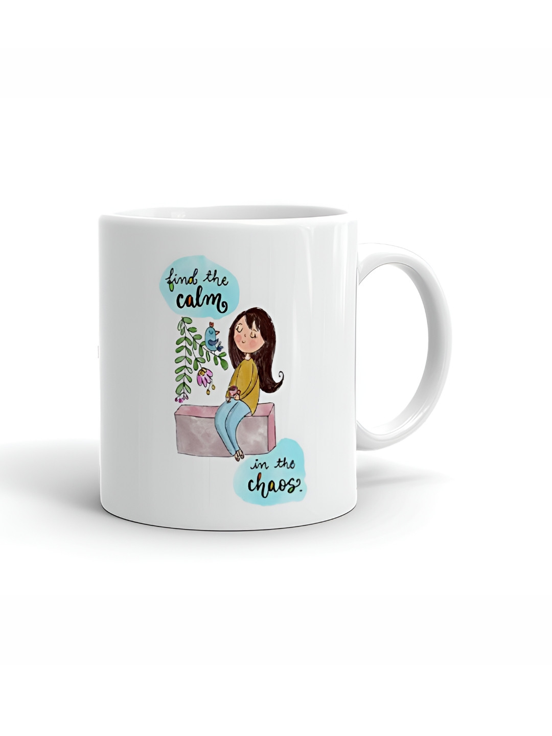Khakee Always Look On The Bright Side Of Life White Typography Ceramic Handmade Mug-325ml