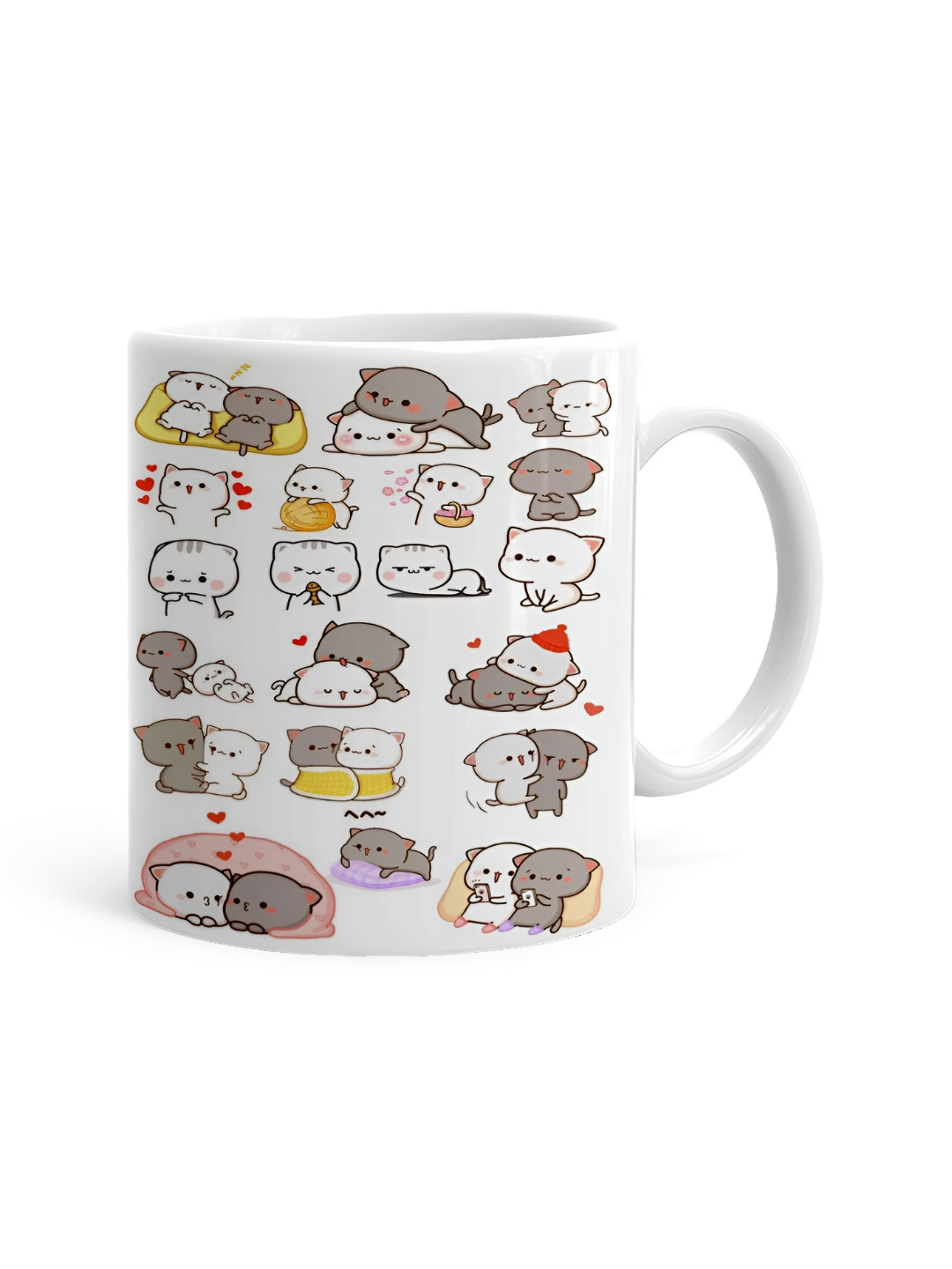 Khakee Collapsible White Abstract Ceramic Handmade Mug-325ml