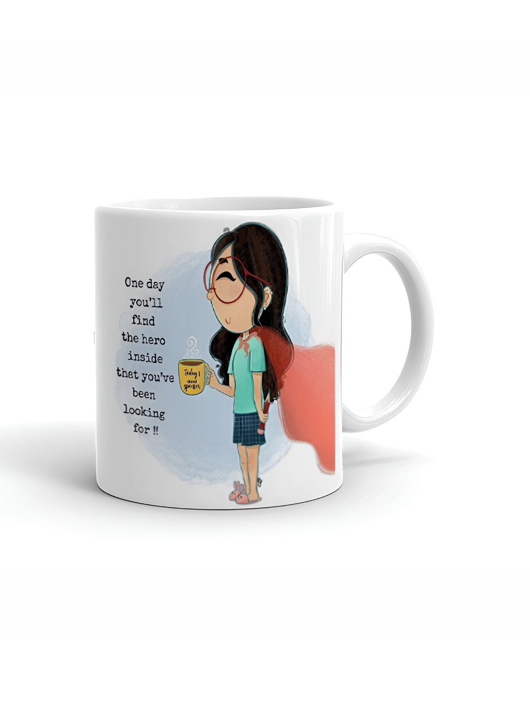 Khakee Best Behen White Typography Ceramic Handmade Mug-325ml