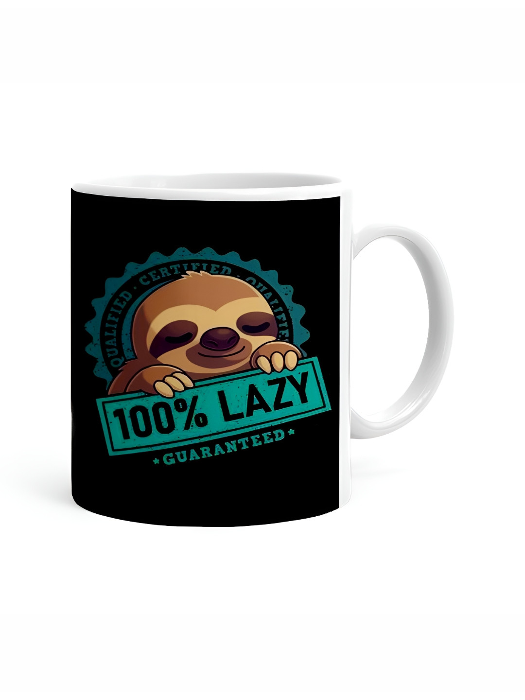 Khakee Beaded White Typography Ceramic Handmade Mug-325ml