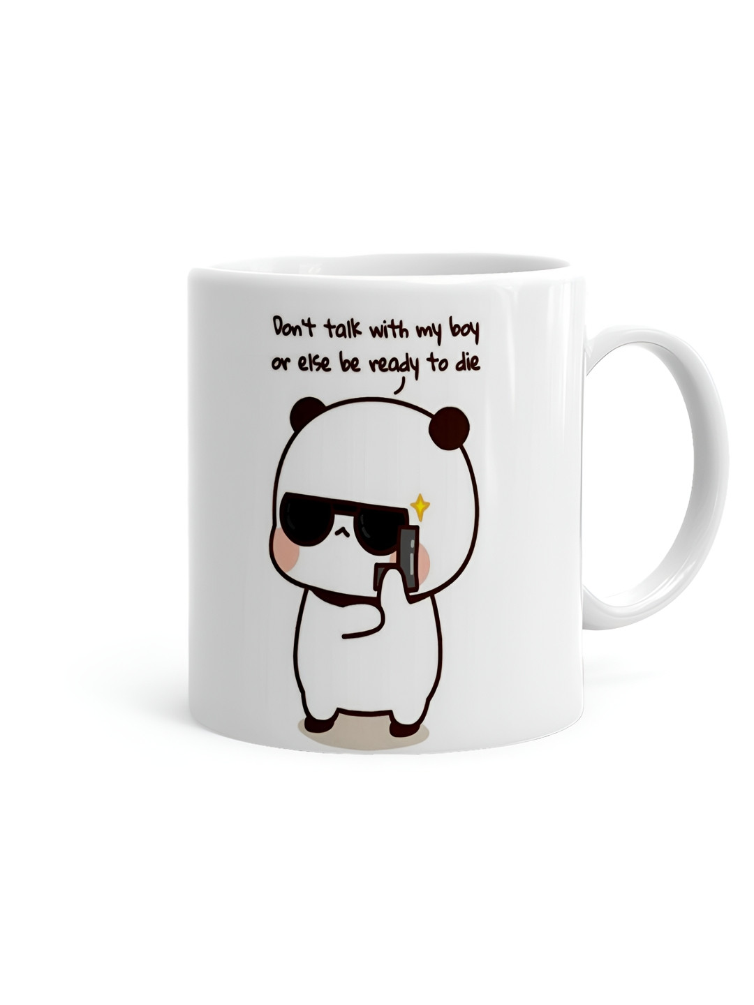 Khakee My Heart Belongs to Him White Typography Ceramic Microwave Safe Mug-325ml