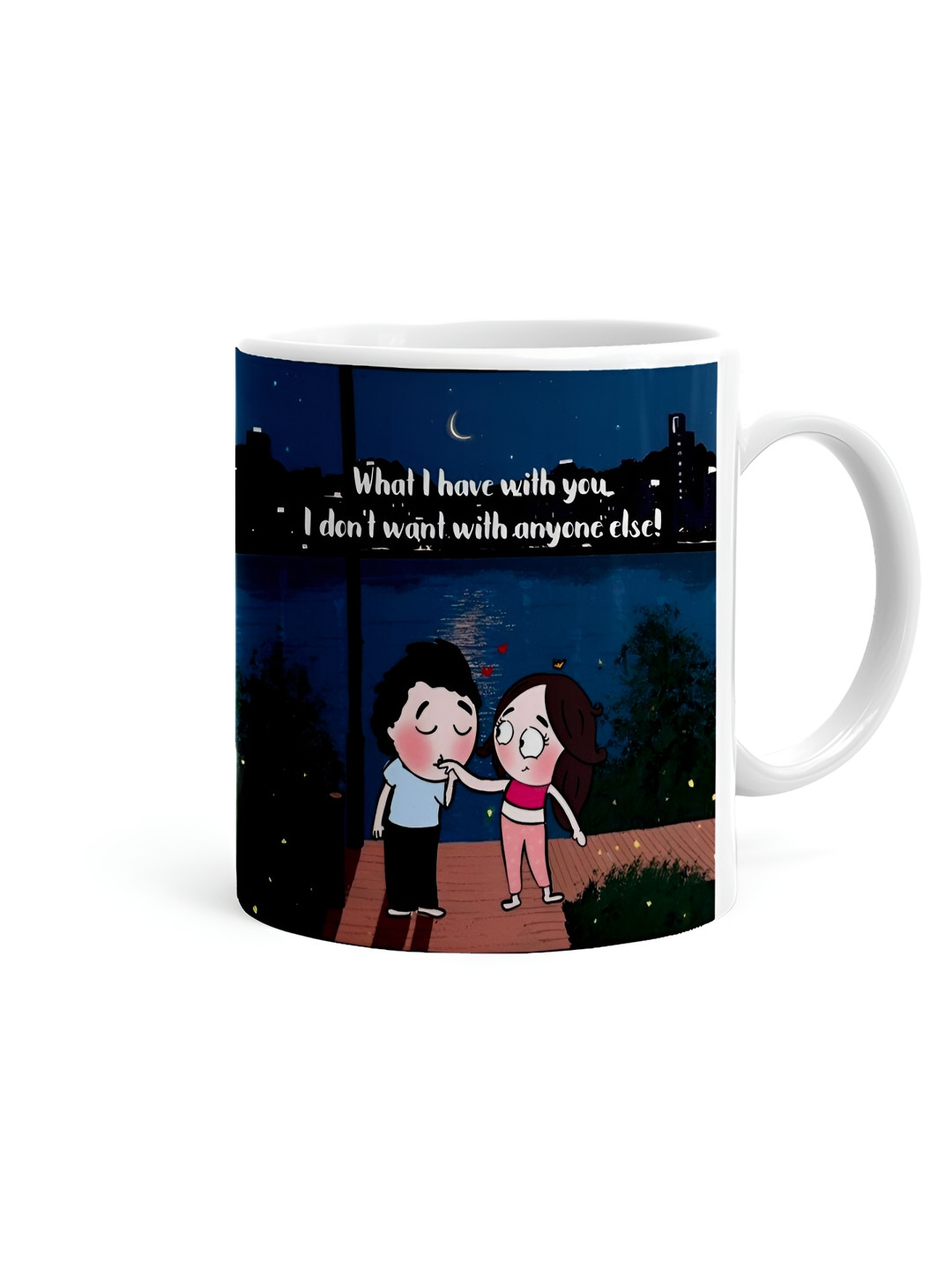 Khakee The Cutest Ele White Typography Ceramic Microwave Safe Mug-325ml