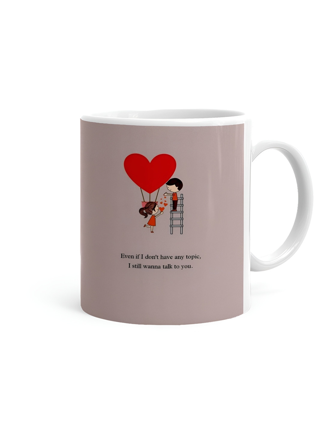 Khakee Think Outside The Box White Typography Ceramic Handmade Mug-325ml