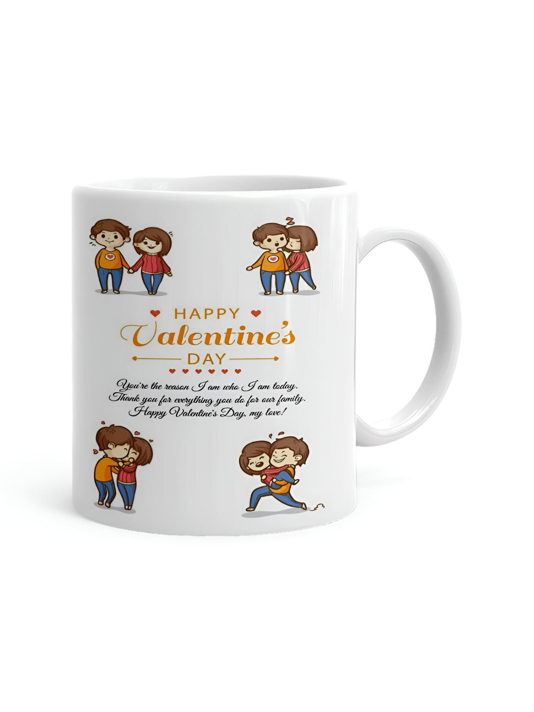 Khakee Gold Line White Typography Ceramic Microwave Safe Mug-325ml