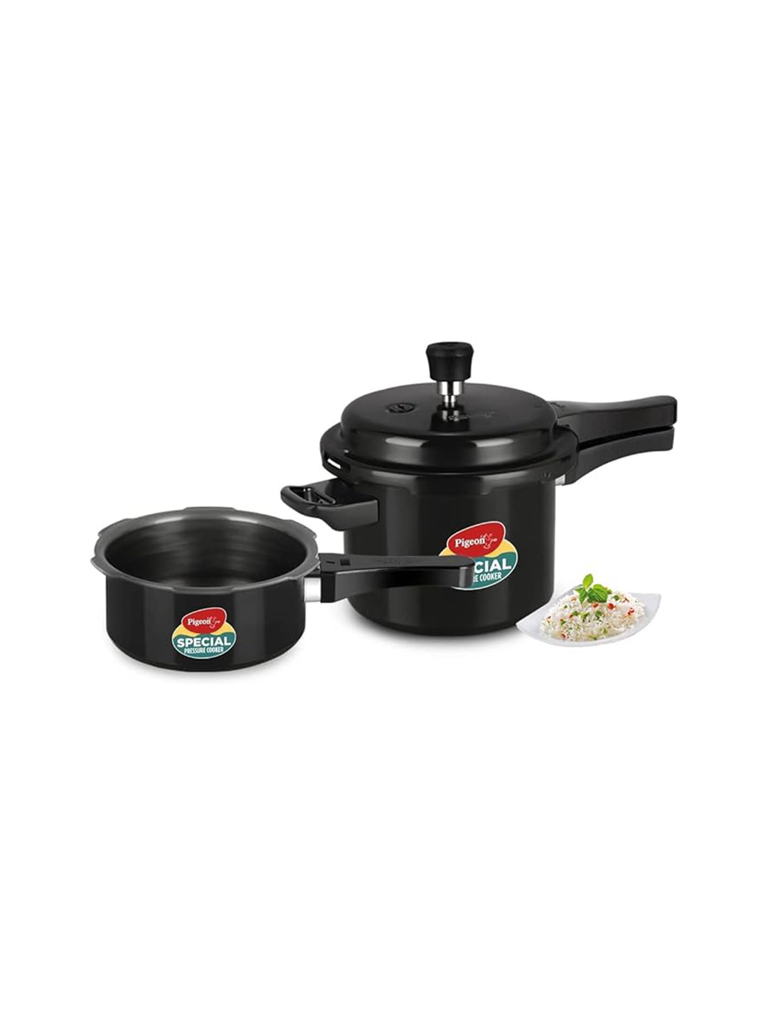 Pigeon Special Black Aluminium Dishwasher Safe 2 Induction Outer Lid Non-Stick Pressure Cooker