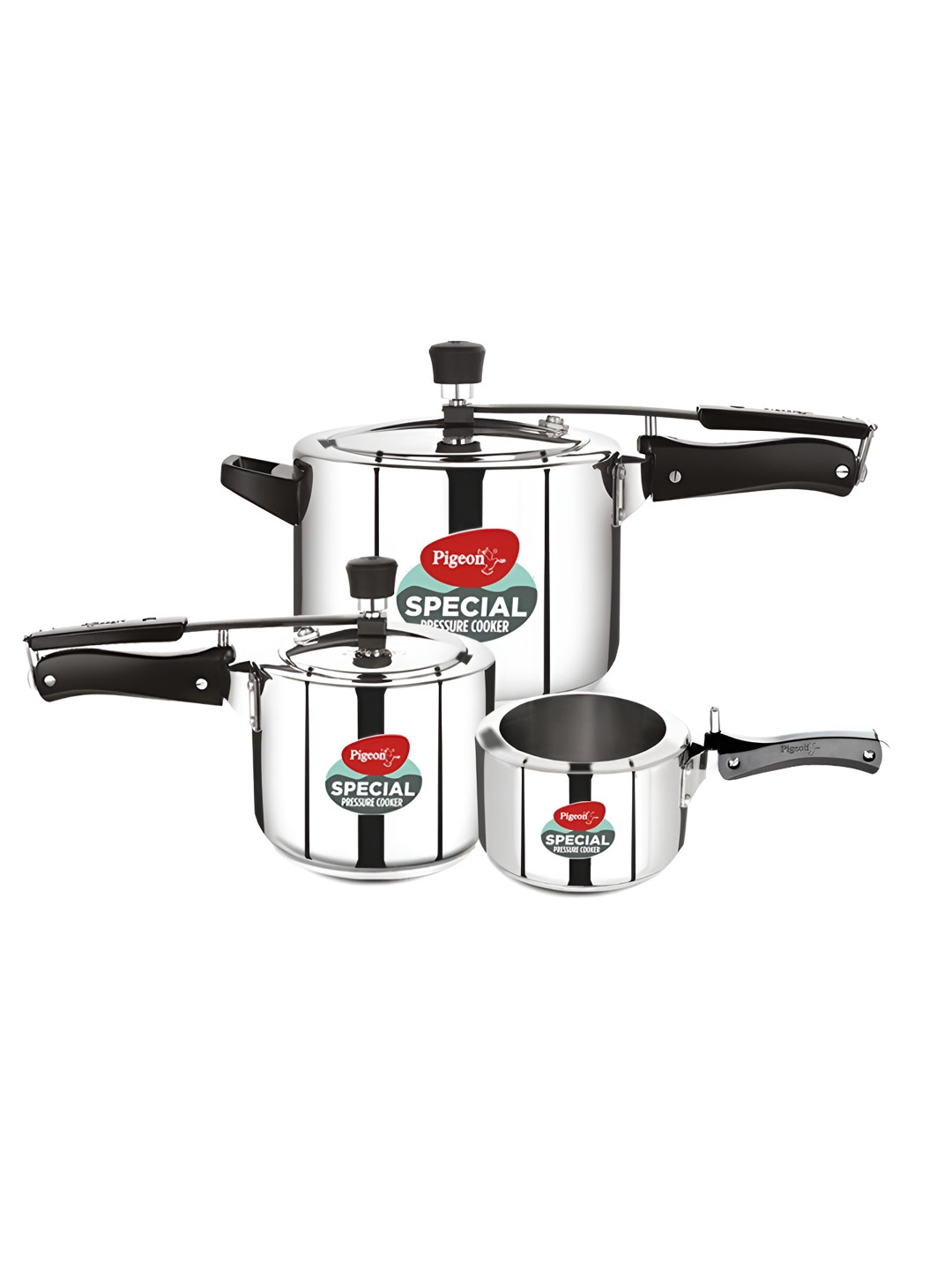 Pigeon Special Silver Stainless Steel Induction Base 3 Inner Lid Non-Stick Pressure Cooker-