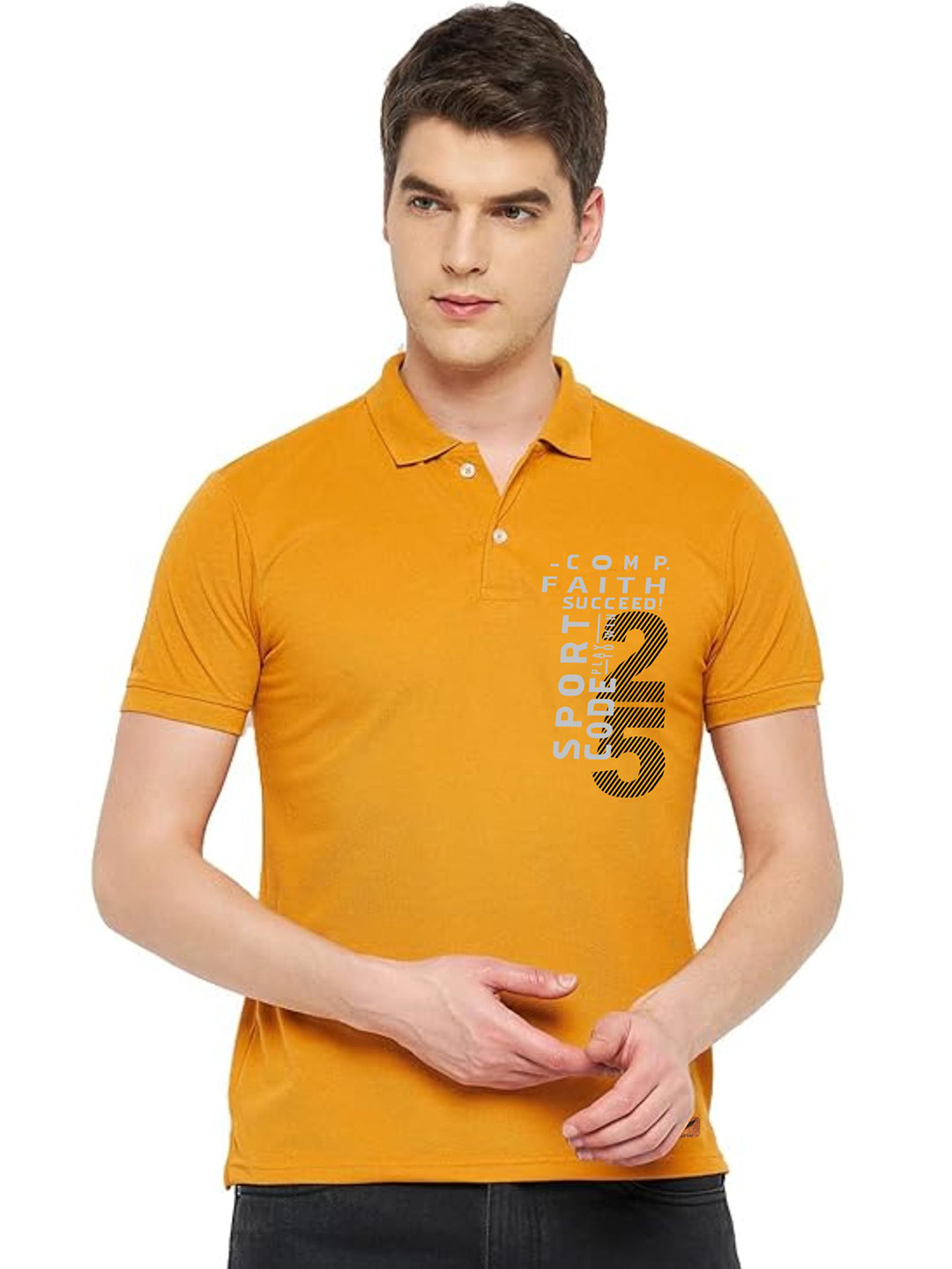 Polo Plus Regular Fit Short Sleeves Typography Printed Polo Collar Dri-FIT T-shirt