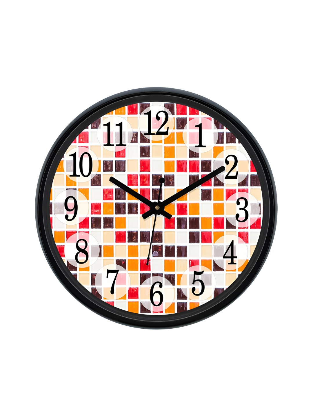 Aura White & Red Textured Analogue Wall Clock