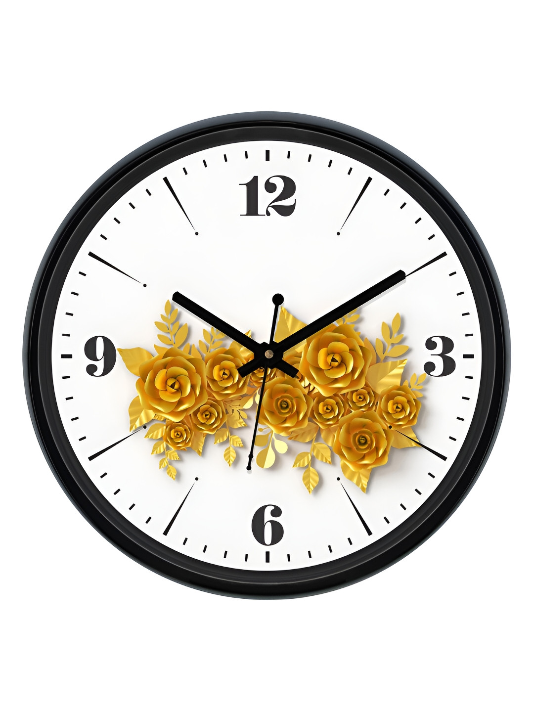 Aura White & Yellow Textured Round Analogue Wall Clock