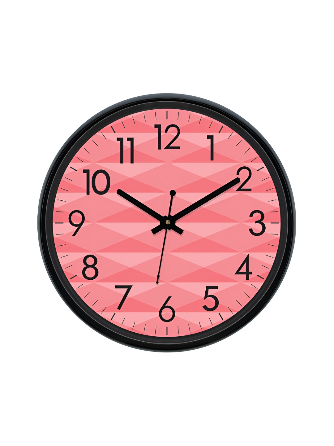 Aura Pink & Black Textured Round Analogue Wall Clock