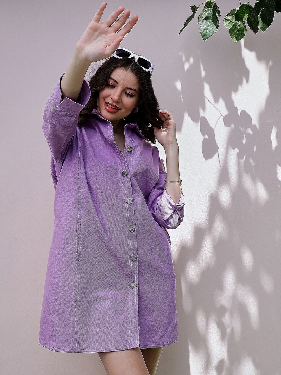 Athena Denim Shirt Collar Shirt Casual Dress