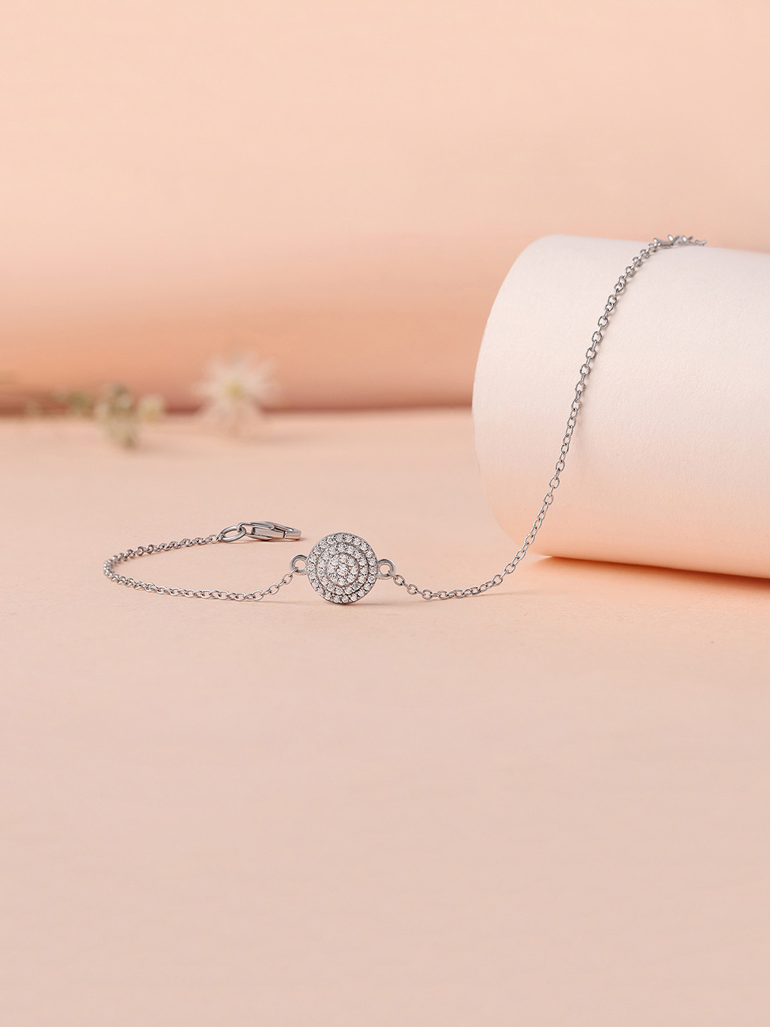 Ornate Jewels 925 Sterling Silver American Diamond Cluster Bracelet