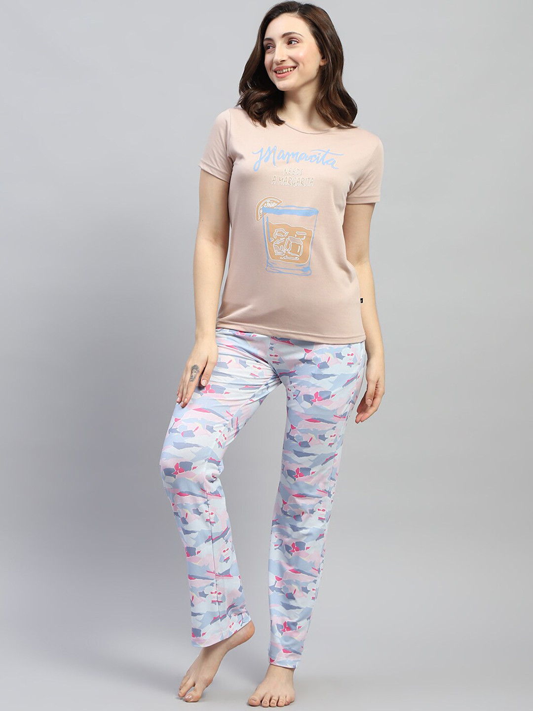 Monte Carlo Printed T-Shirt & Trousers Night Suits