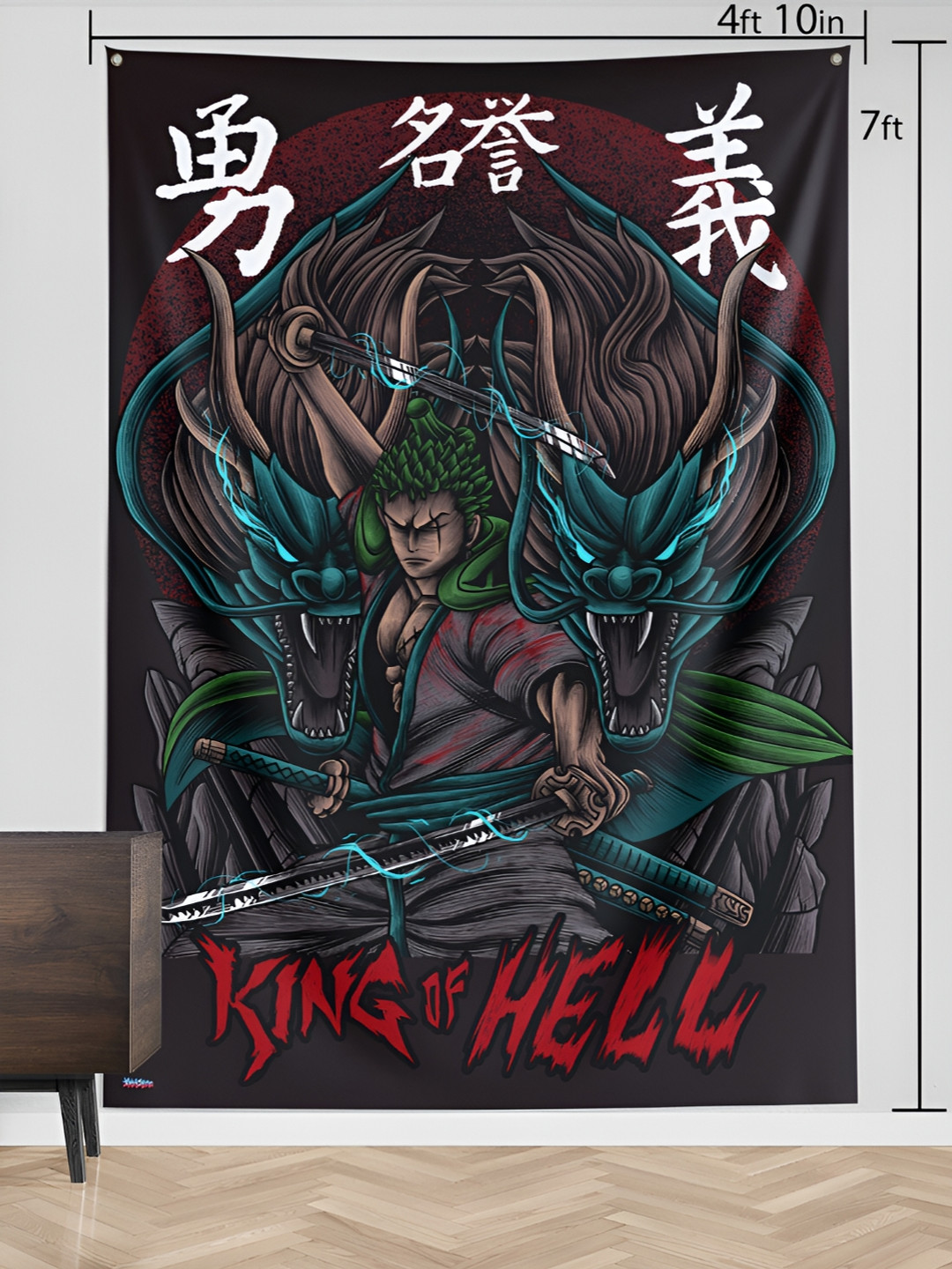 COMICSENSE Green & Brown Anime King of Hell Printed Tapestry