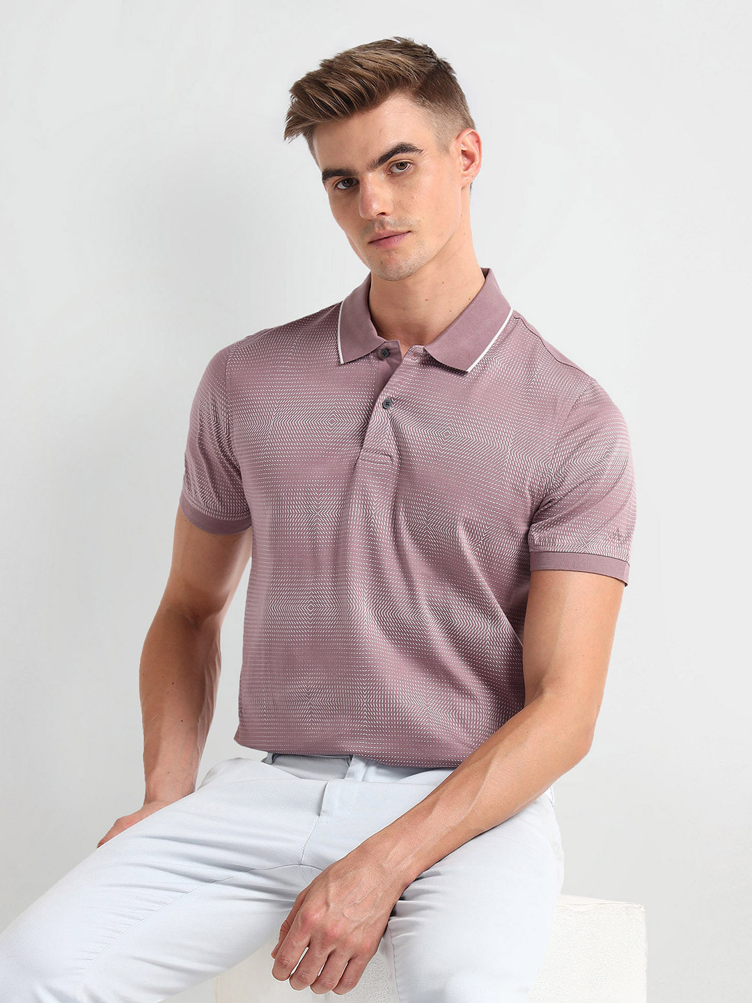 Arrow New York Printed Polo Collar T-shirt
