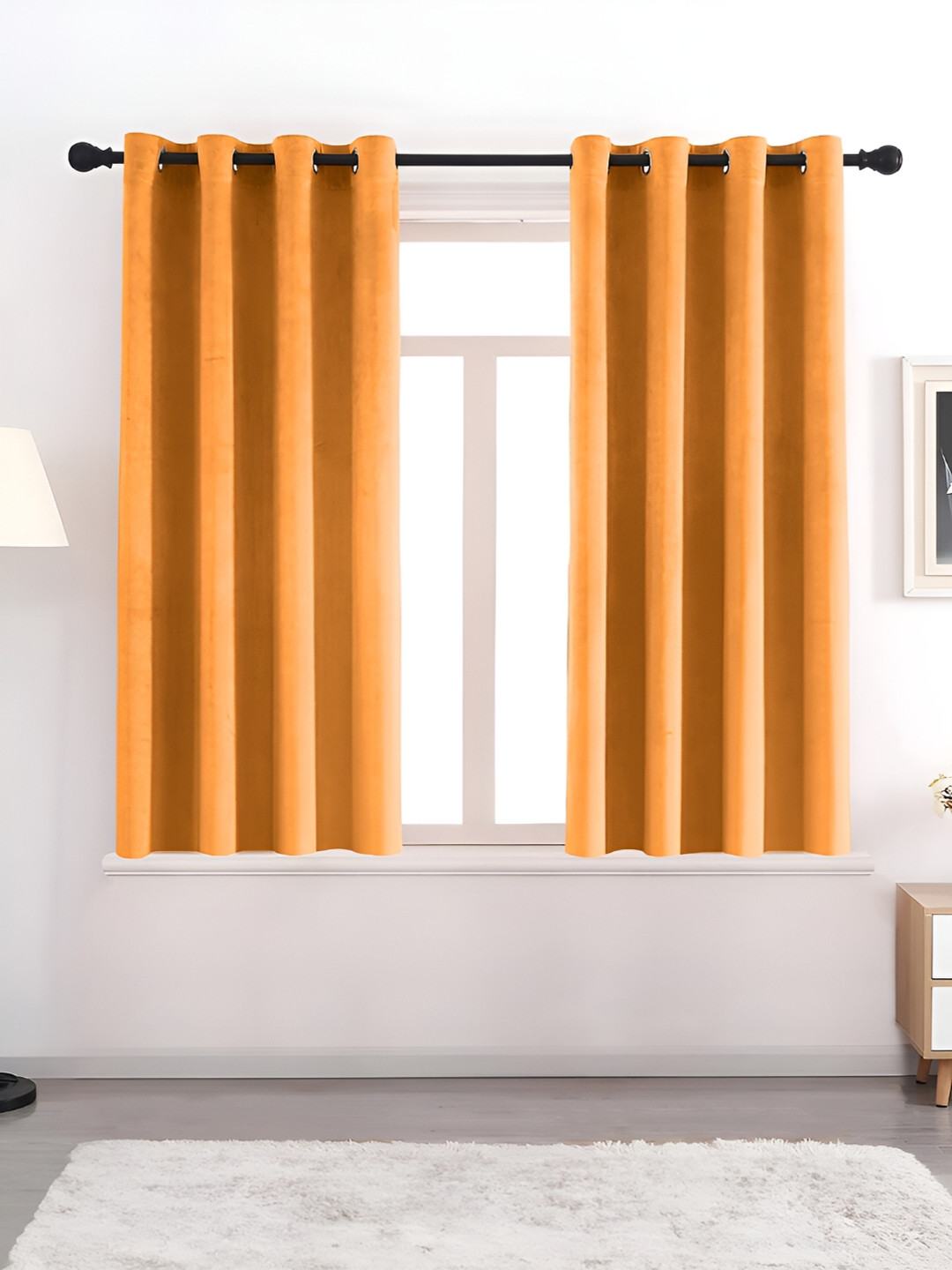 AEROHAVEN Rust 2 Pcs Room Darkening Eyelet Window Curtains