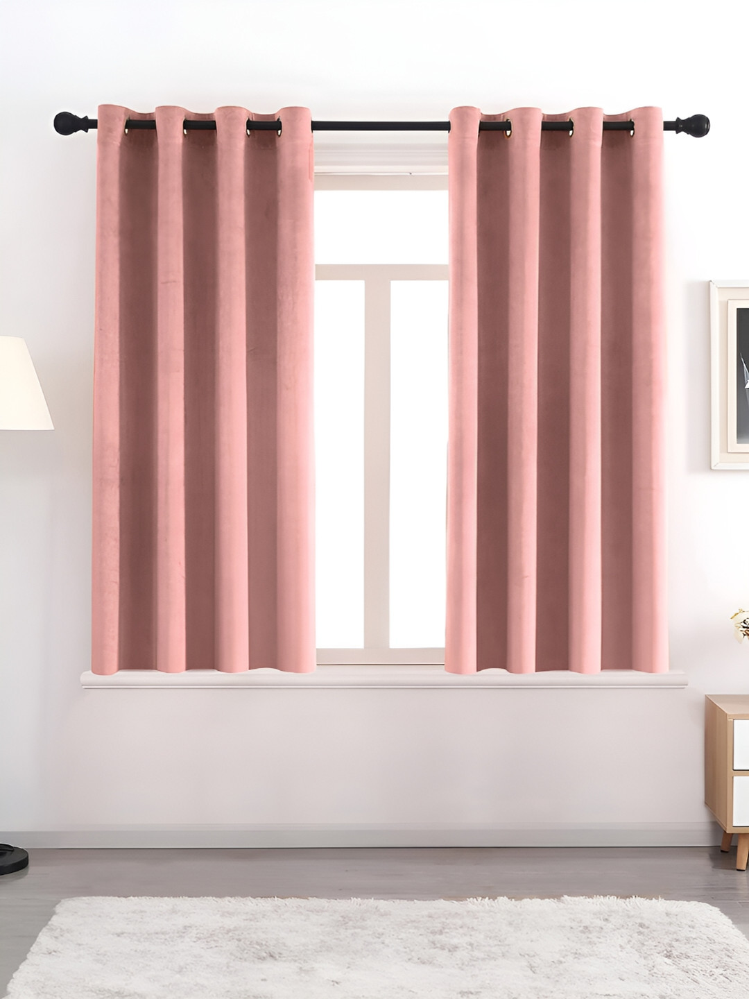 AEROHAVEN Rose Gold 2 Pcs Room Darkening Window Curtains