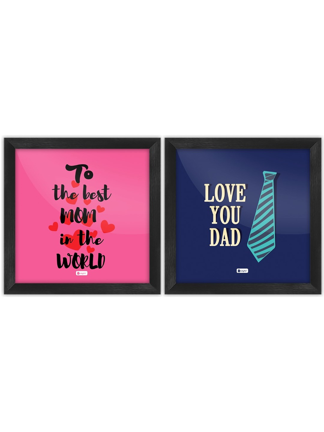 Indigifts Pink Wood 2 Pcs Wall Living Room Square Paintings Wall Art -13.97 x 5.5In