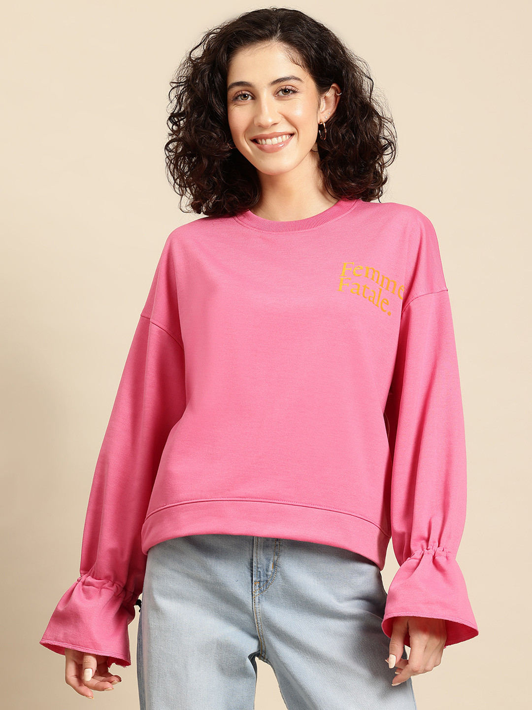 Mast & Harbour Drop-Shoulder Poet Sleeves Sweatshirt