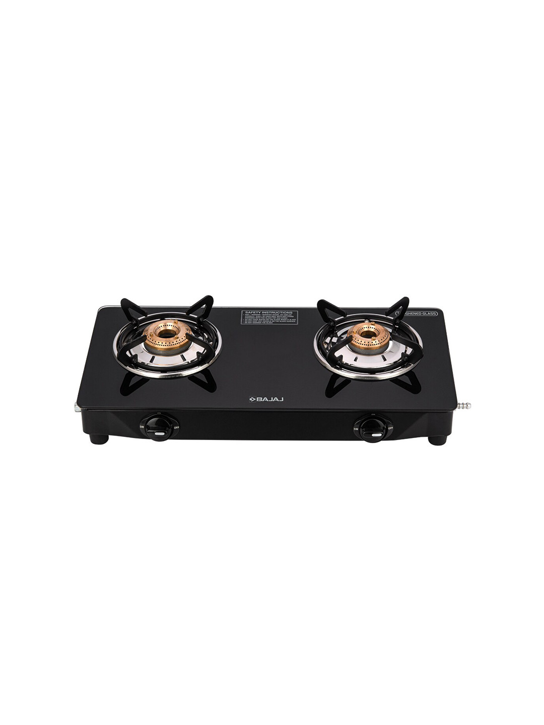 Bajaj Black UCX 2B Glass 2 Burners Manual Gas Stove