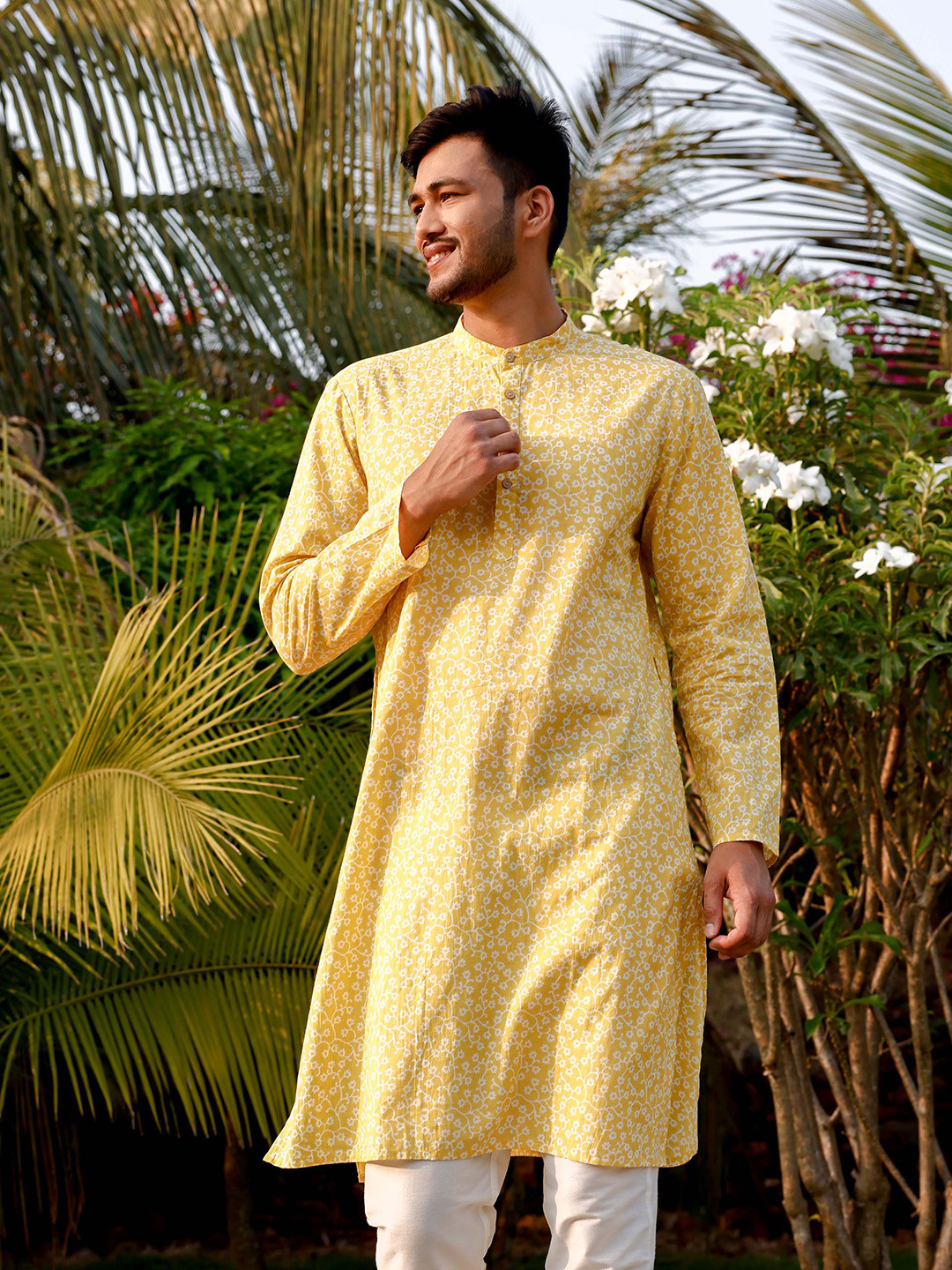 FILORI STUDIO Floral Printed Pure Cotton Straight Kurta