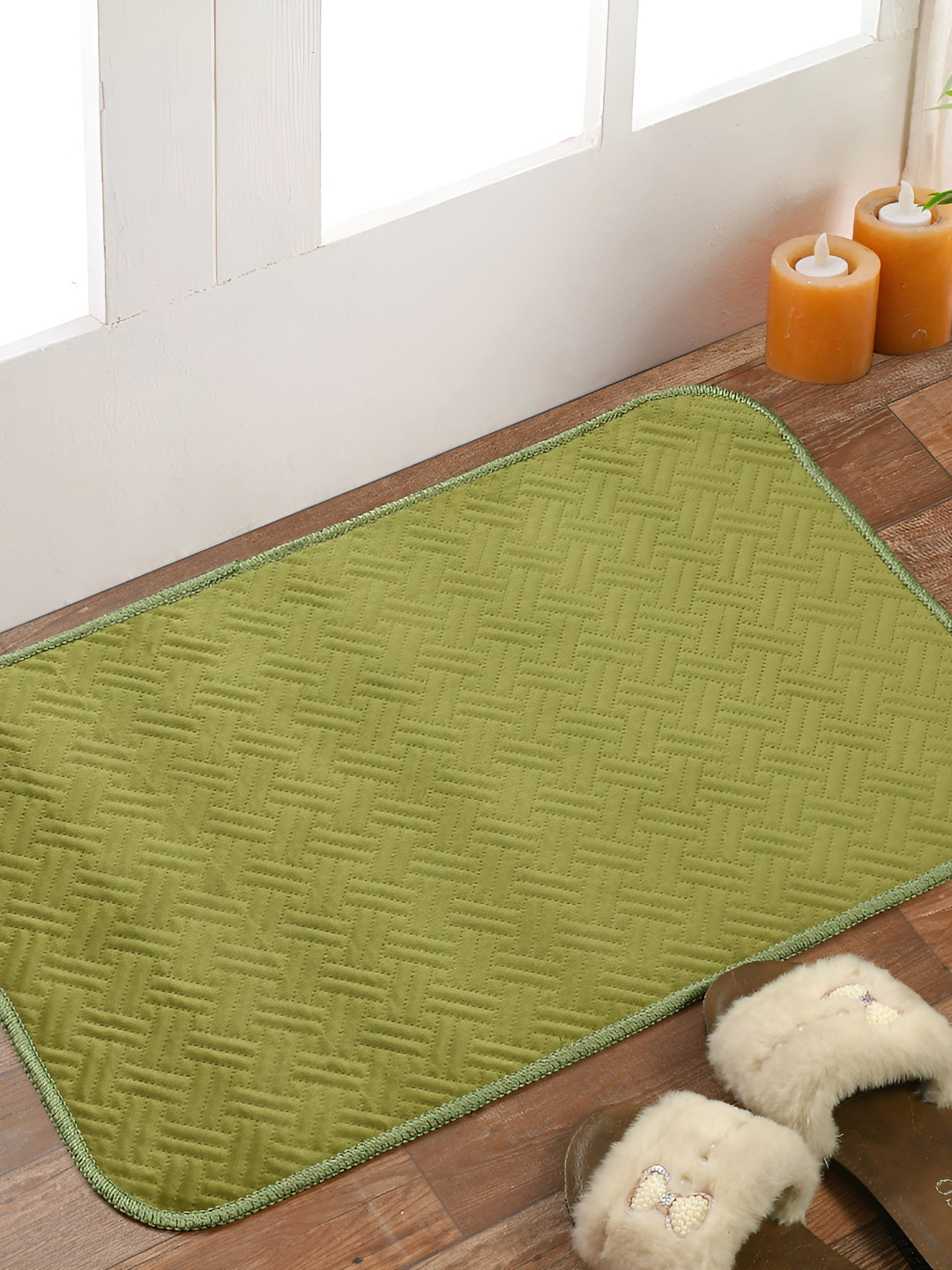 Florida Olive Green Textured Anti-Skid Doormat