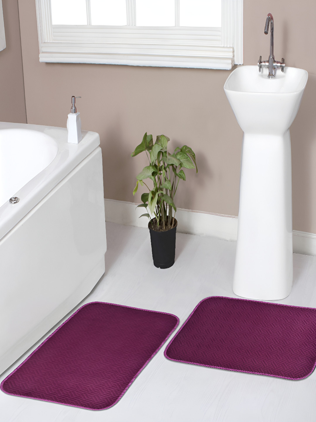 Florida 2 Pieces Purple Textured Anti-Skid Doormats