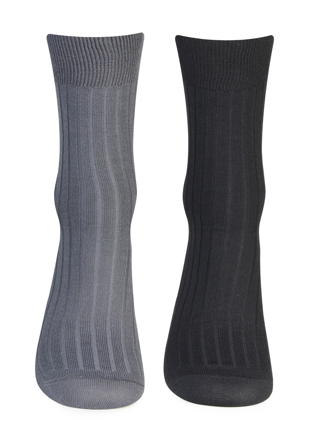Bonjour Men Pack Of 2 Striped Sweat Absorbency Cotton Calf-Length Socks