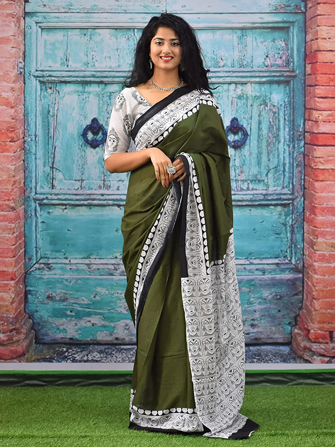 Pinkcity Trade World Ethnic Motifs Printed Pure Cotton Bagru Saree