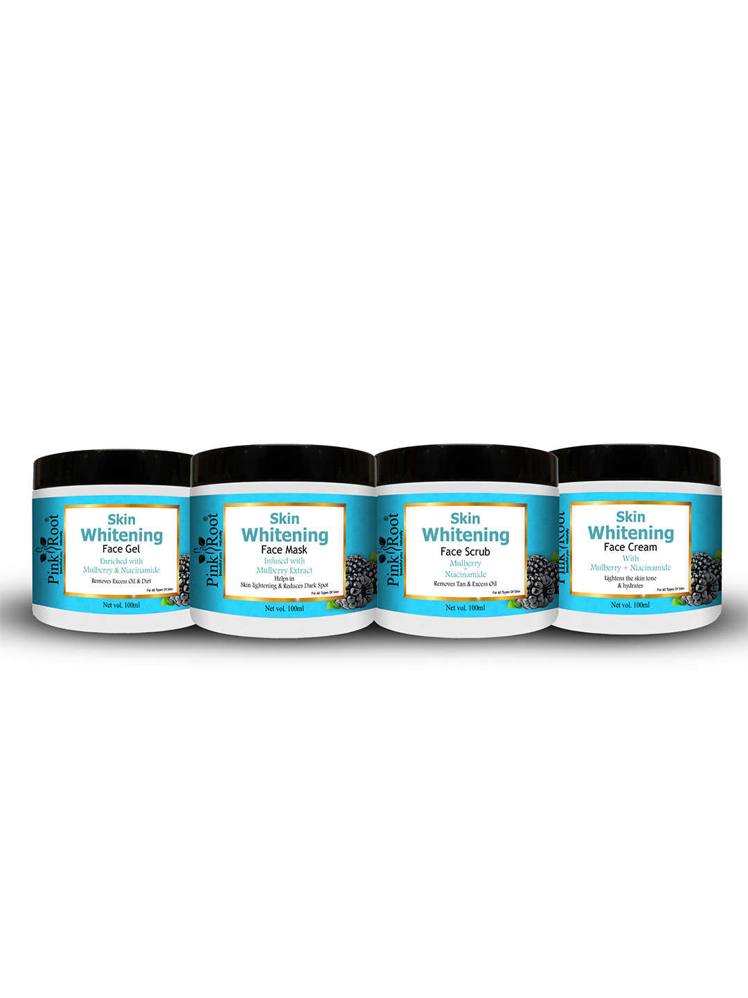 Pink Root Skin Whitening Scrub Cream Gel & Face Mask-100ml Each  Facial Kit