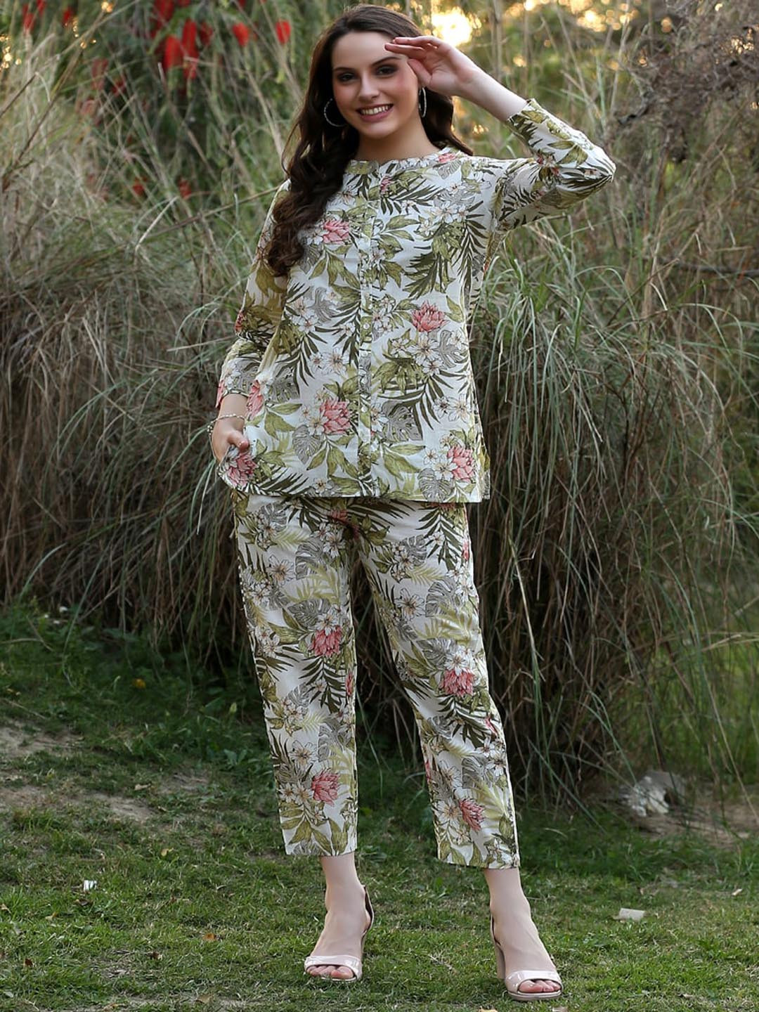 DECKEDUP Printed Pure Cotton Shirt With Trousers