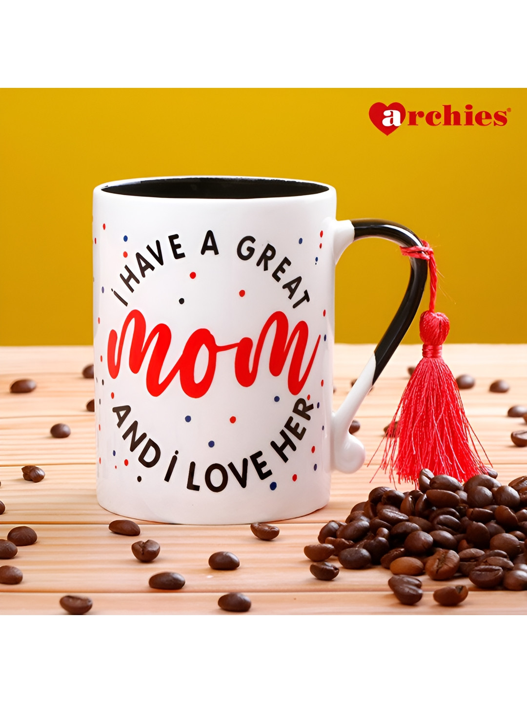 Archies White Typography Ceramic Microwave Safe Mug-350ml