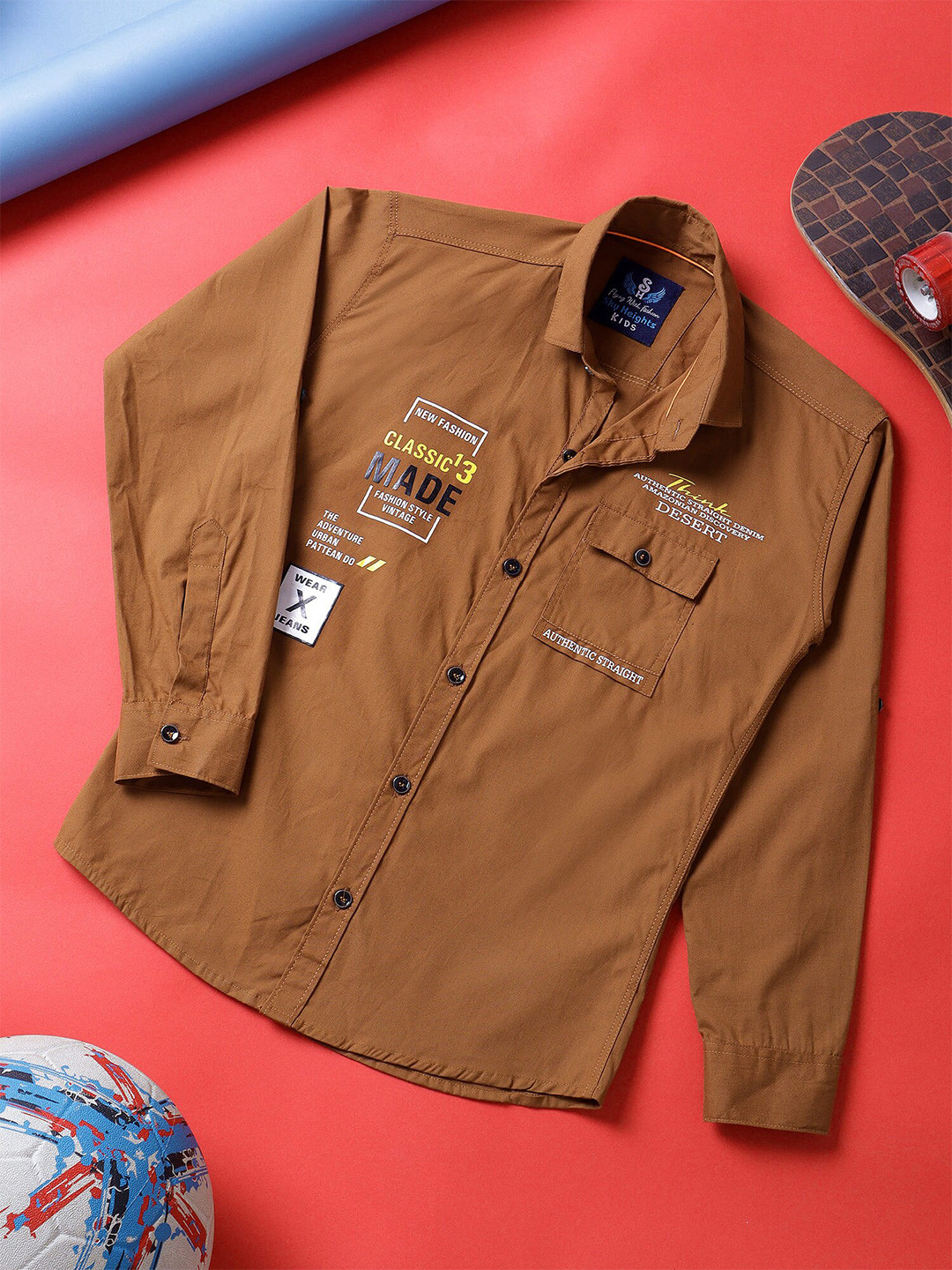 SKY HEIGHTS Boys Opaque Pure Cotton Casual Shirt