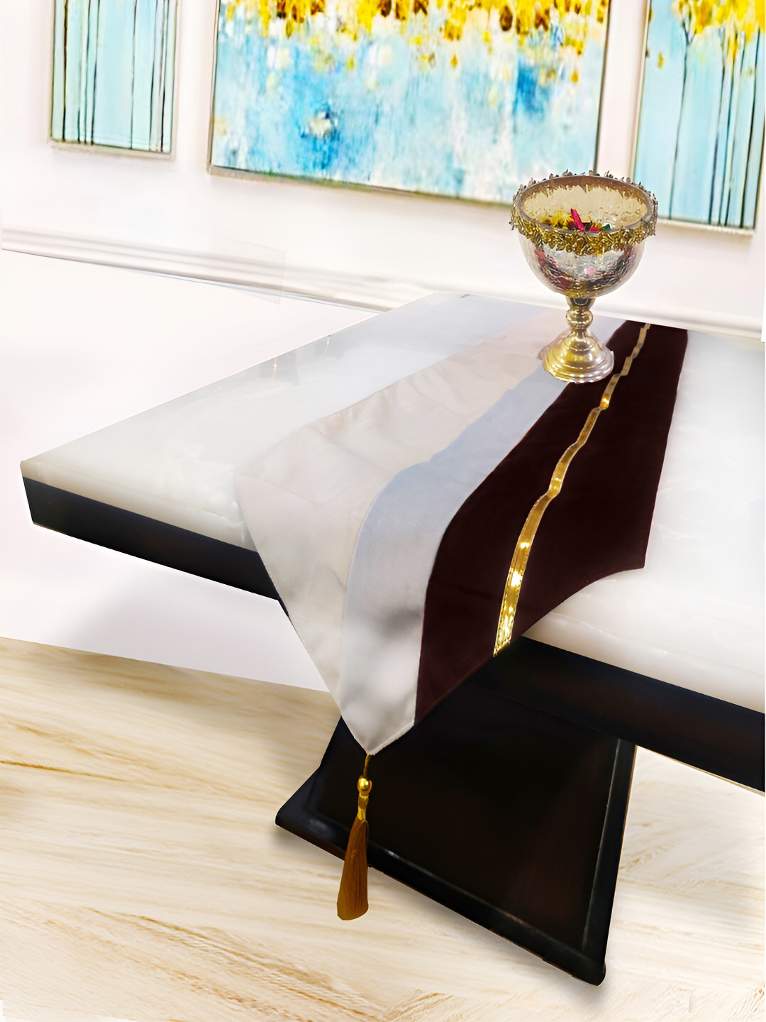 Good Vibes Brown Printed Table Runner