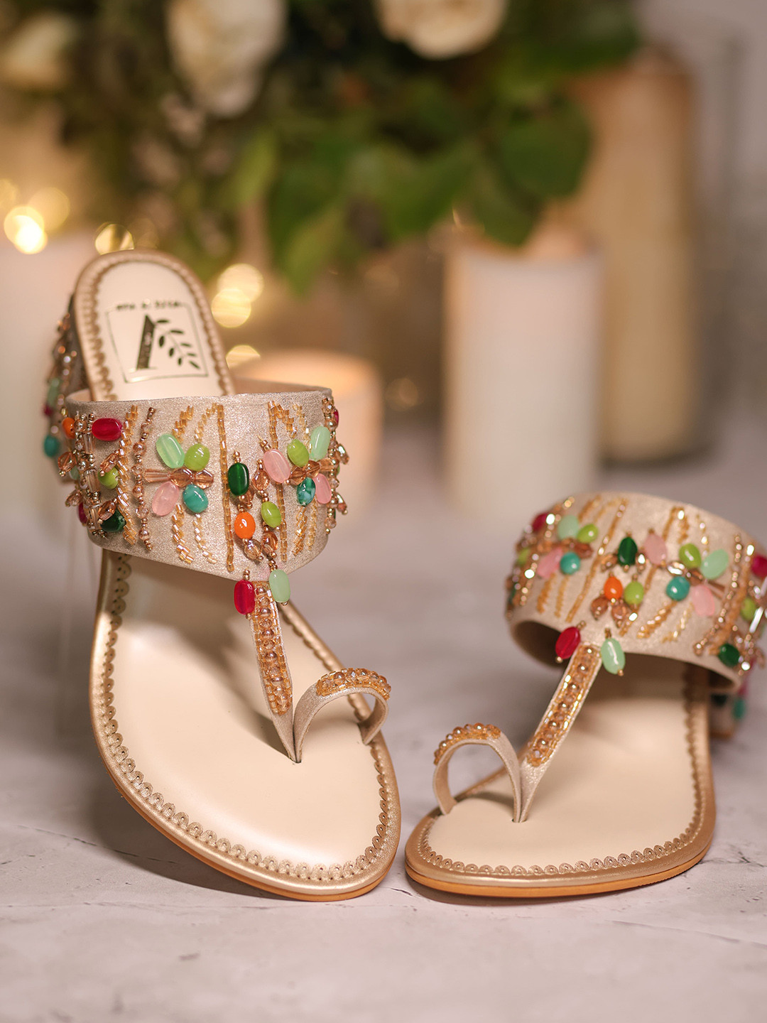 House of Vian Embellished Open Toe Block Heels