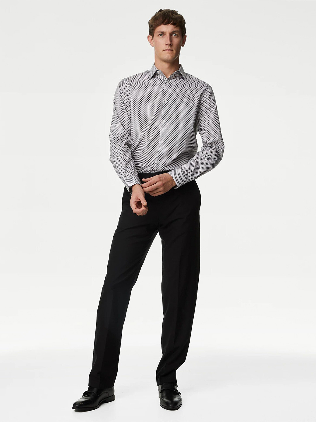 Marks & Spencer Regular Fit Easy Iron Pure Cotton Print Shirt